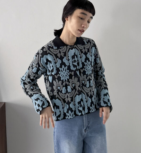Doux archives「ボタニカルジャガードニット」|カーディガン|