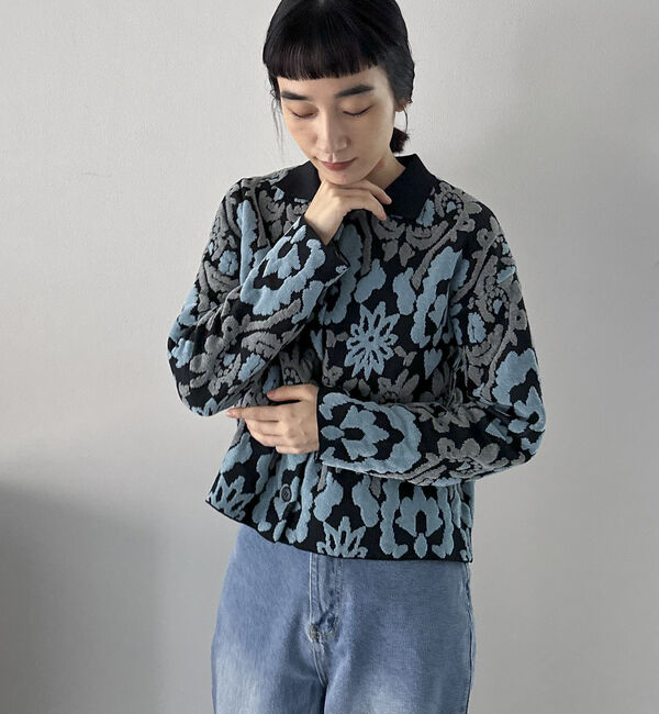 Doux archives「ボタニカルジャガードニット」|カーディガン|