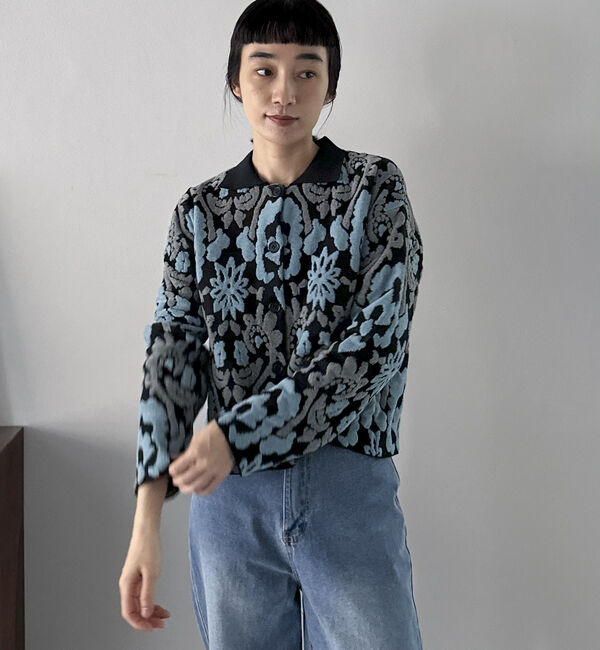 Doux archives「ボタニカルジャガードニット」|カーディガン|