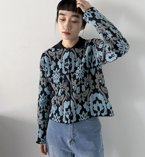 Doux archives「ボタニカルジャガードニット」|カーディガン|