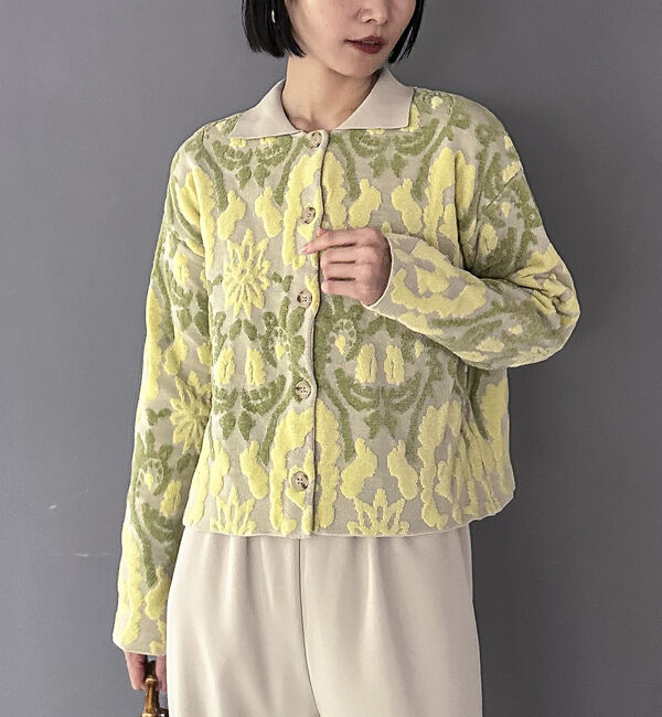 Doux archives「ボタニカルジャガードニット」|カーディガン|BEIGE