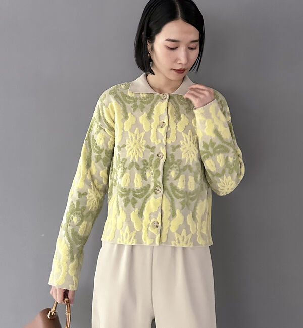 Doux archives「ボタニカルジャガードニット」|カーディガン|