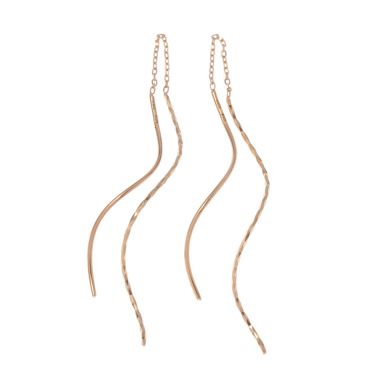 COCOSHNIK「ポリッシュ&times;ミラーカット S字ライン チェーンピアス小」|ピアス|