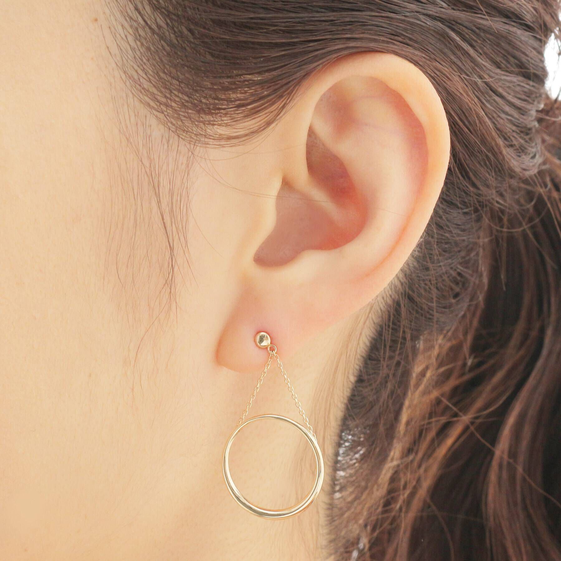 COCOSHNIK「K10中空フープ スタッドピアス」|ピアス|