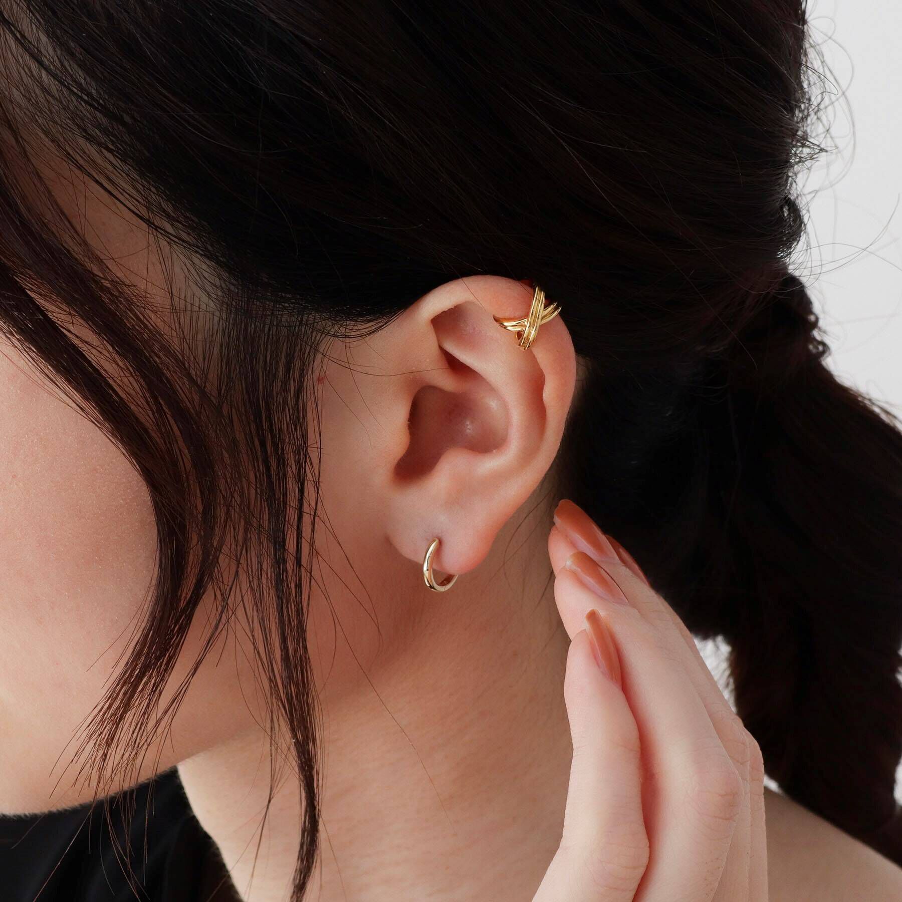 COCOSHNIK「K10平甲中折れ フープピアス」|ピアス|