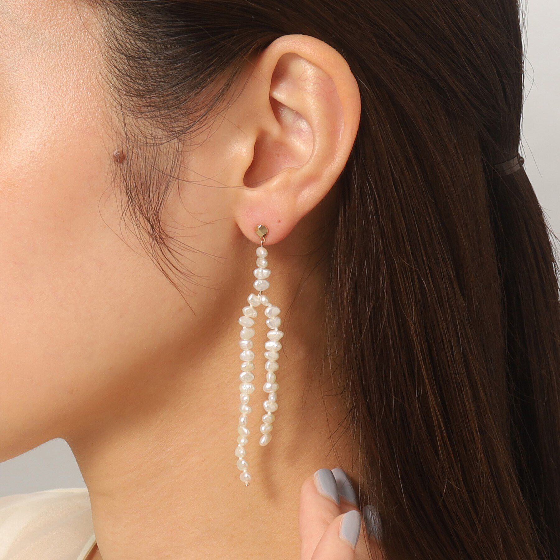 COCOSHNIK「K10バロックパールブランチ スタッドピアス」|ピアス|