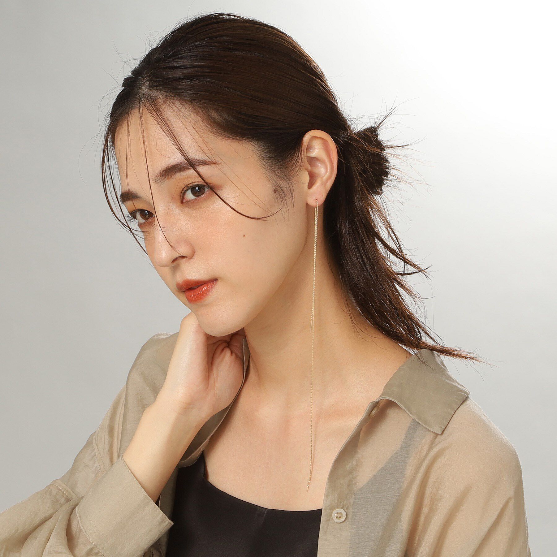 COCOSHNIK「K10スパイクトリプルロング スタッドピアス（片耳用）」|ピアス|