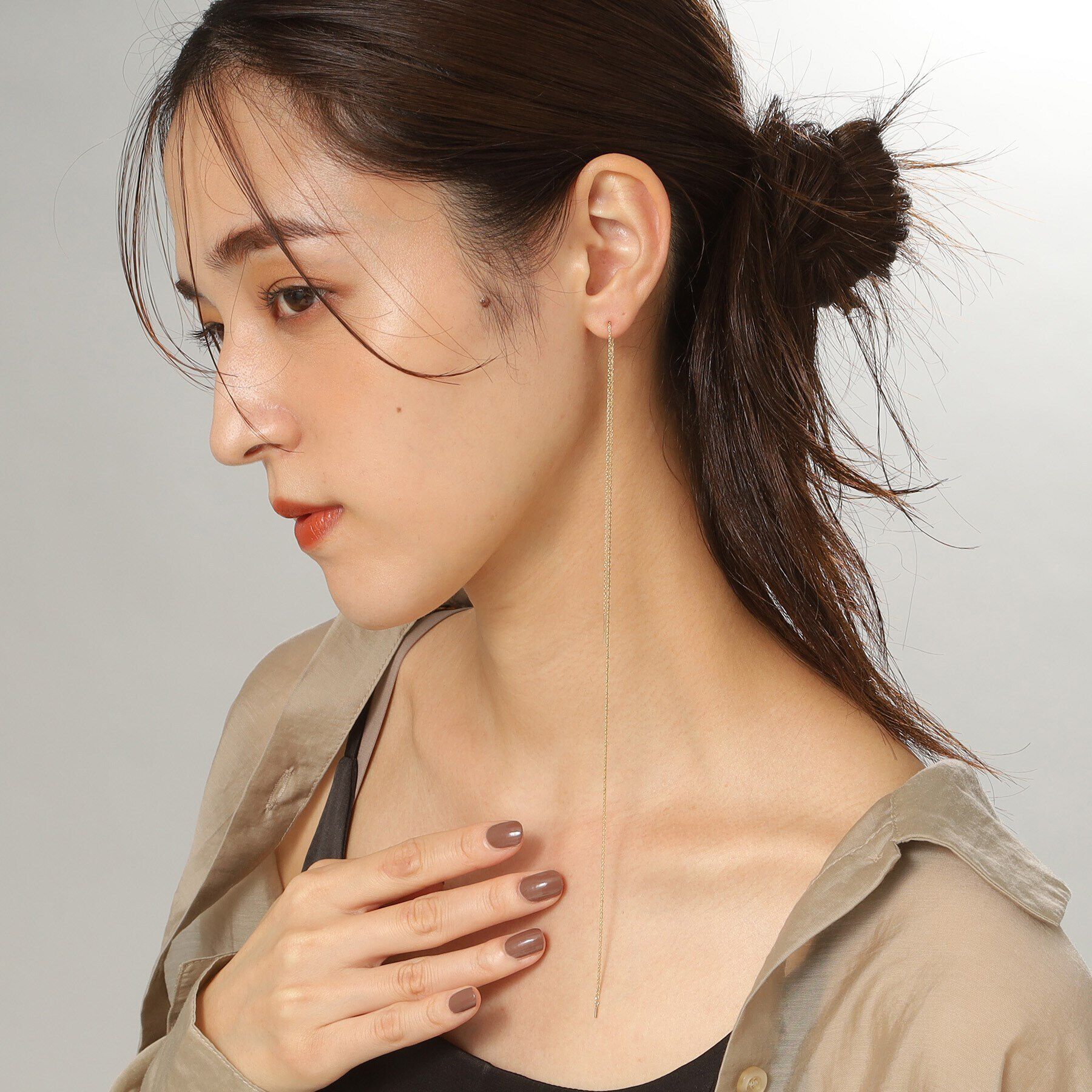 COCOSHNIK「K10スパイクトリプルロング スタッドピアス（片耳用）」|ピアス|