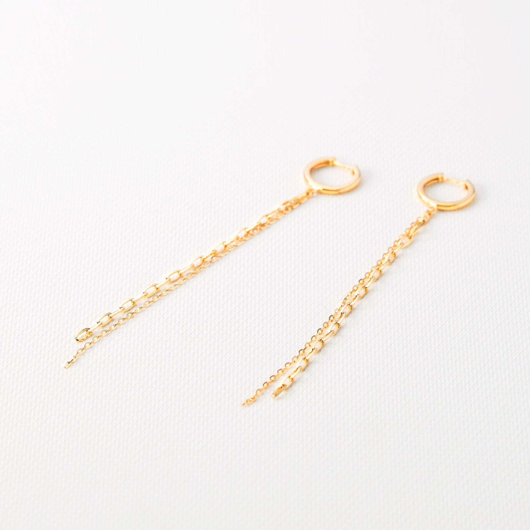 COCOSHNIK「K10フリンジチェーン中折れ フープピアス」|ピアス|