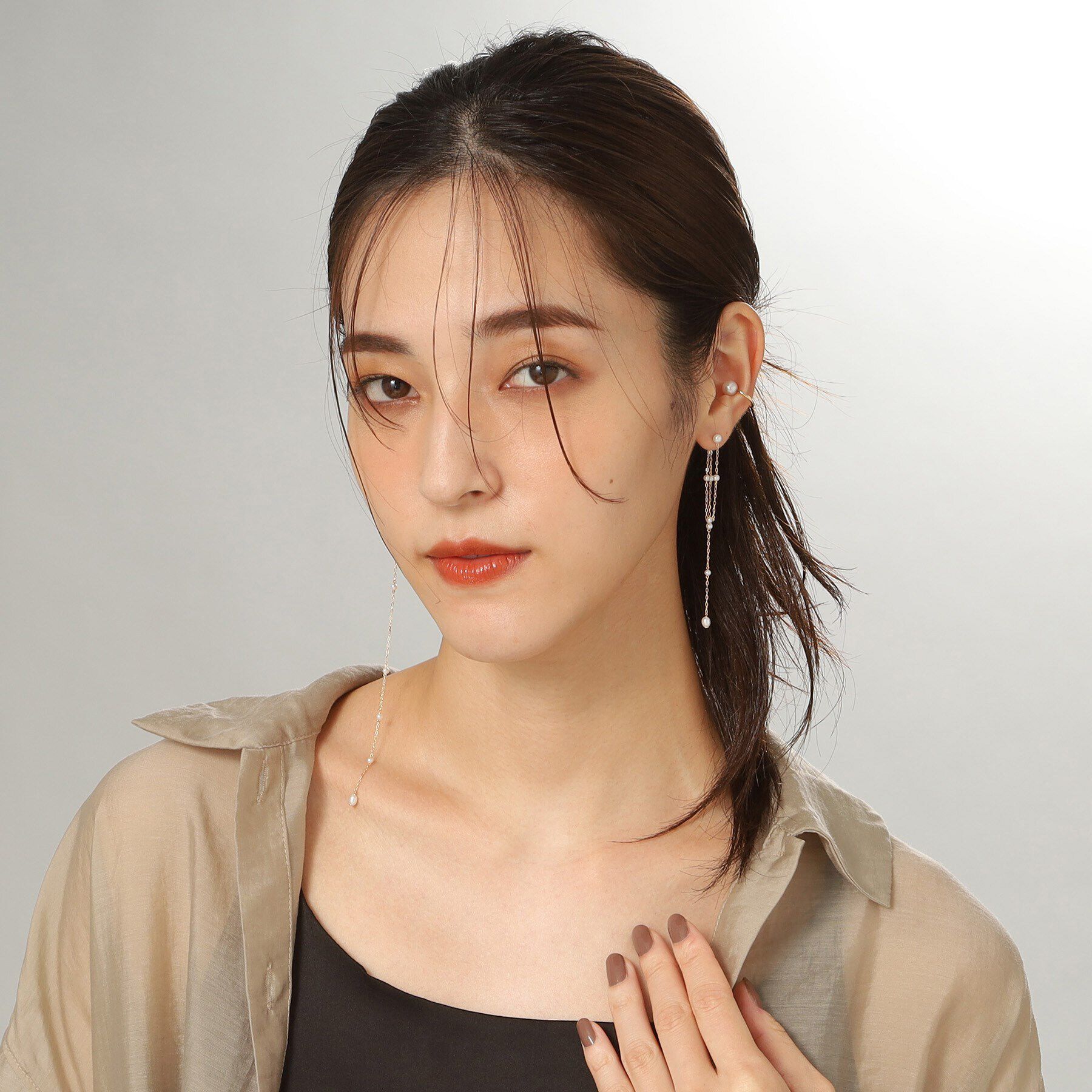 COCOSHNIK「K10パール ステーション2WAY スタッドピアス」|ピアス|