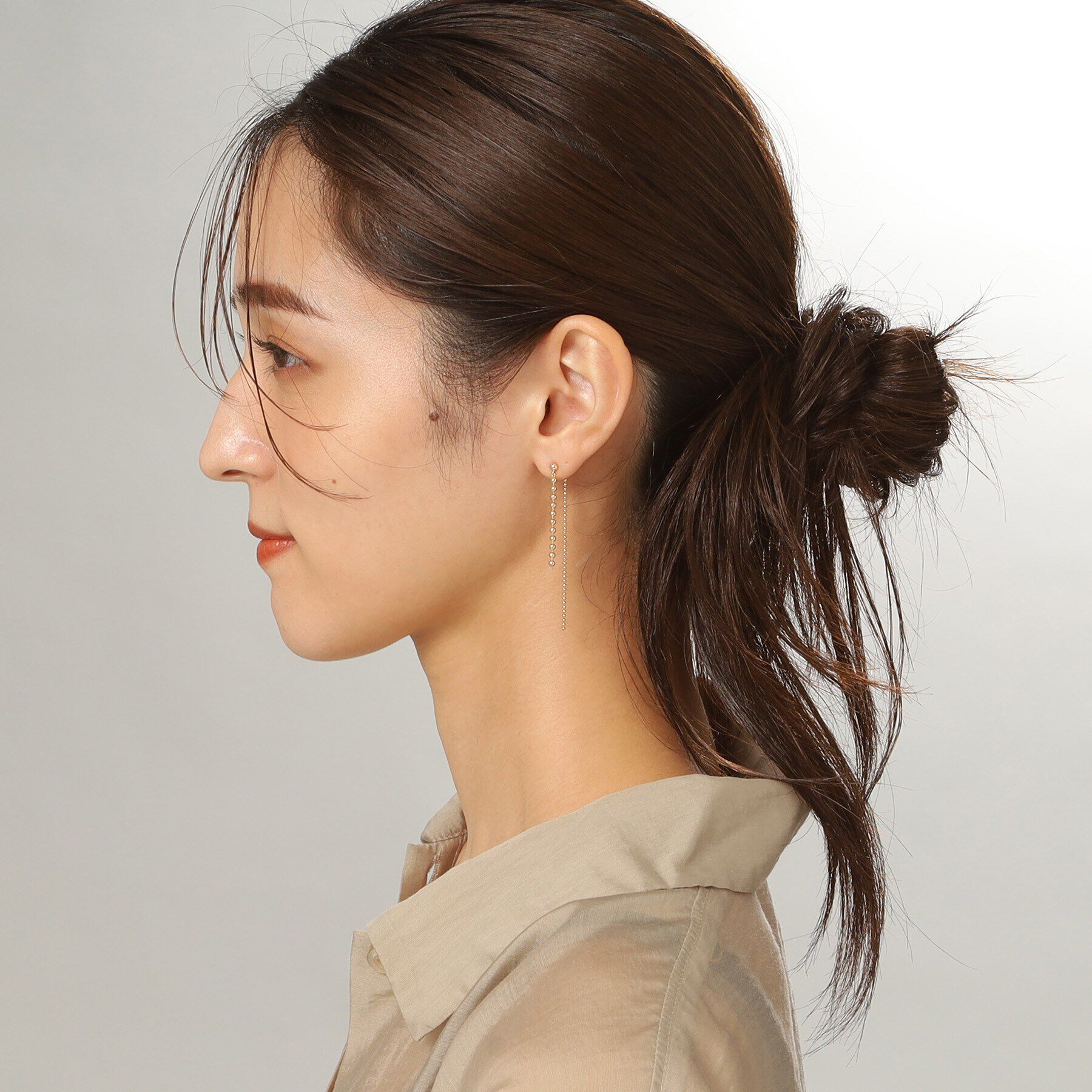 COCOSHNIK「K10ボールチェーン前後 スタッドピアス」|ピアス|