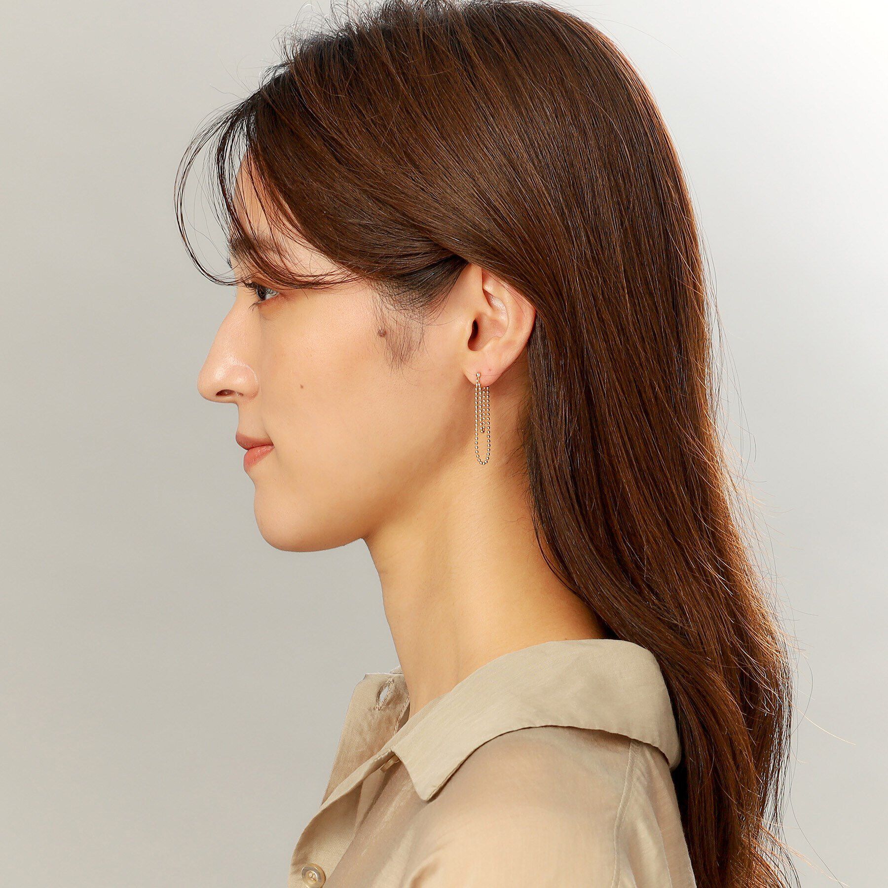 COCOSHNIK「K10ボールチェーンドレープ フープピアス」|ピアス|