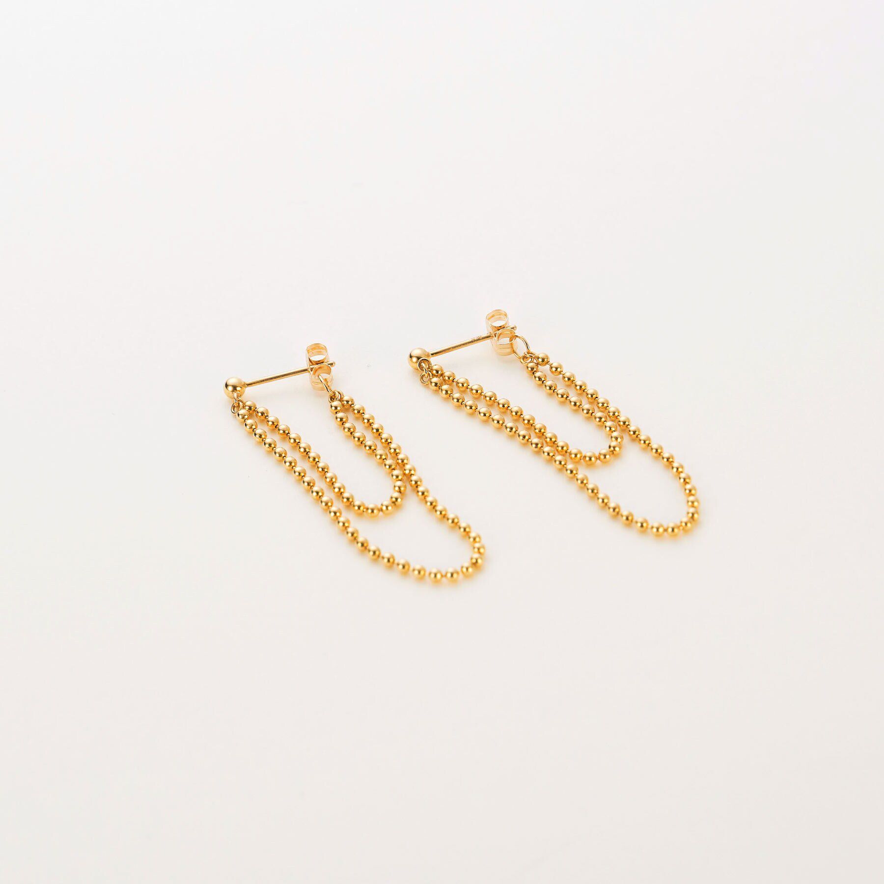 COCOSHNIK「K10ボールチェーンドレープ フープピアス」|ピアス|