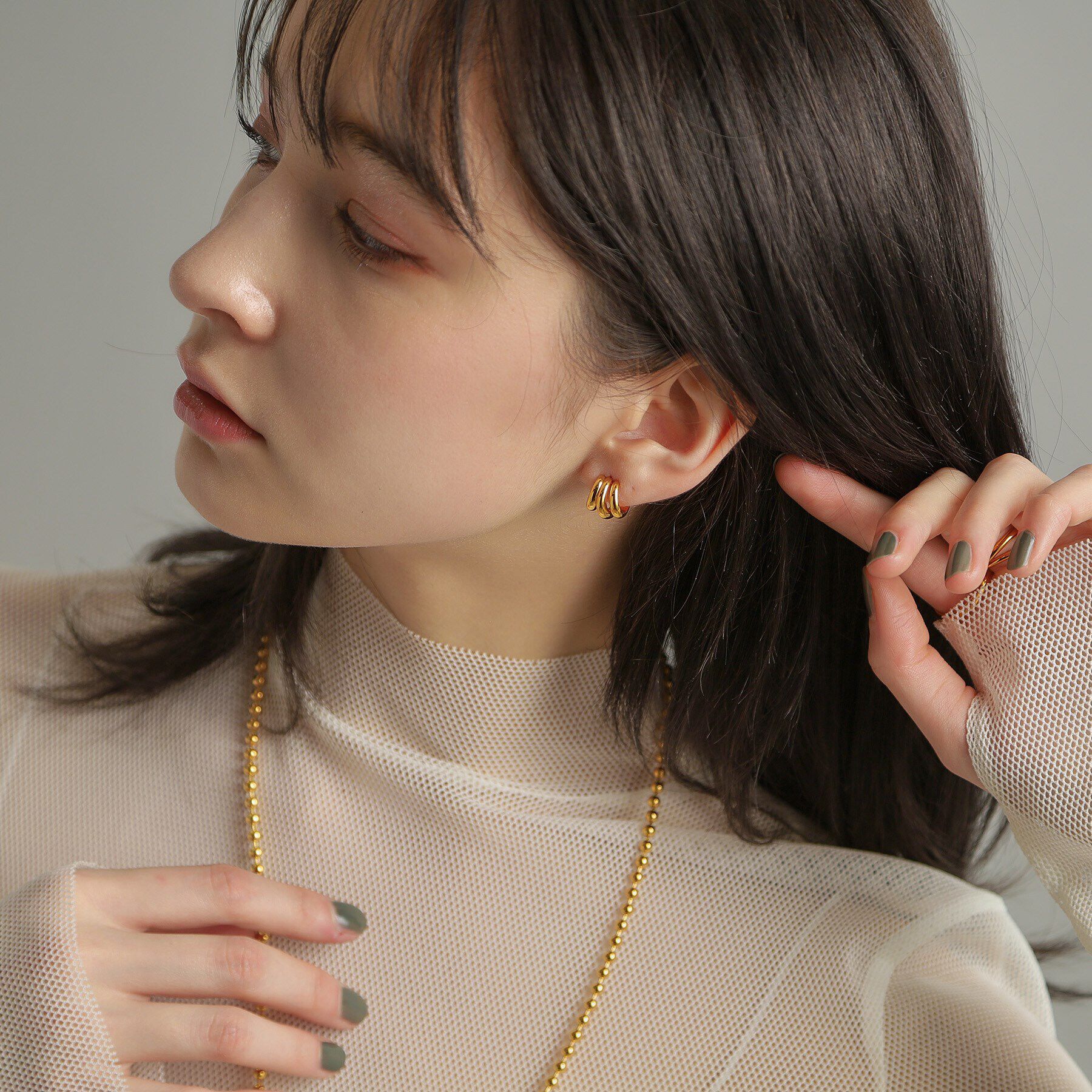 COCOSHNIK ONKITSCH「シルバー スモールフープ トリプルカーブピアス GP」|ピアス|