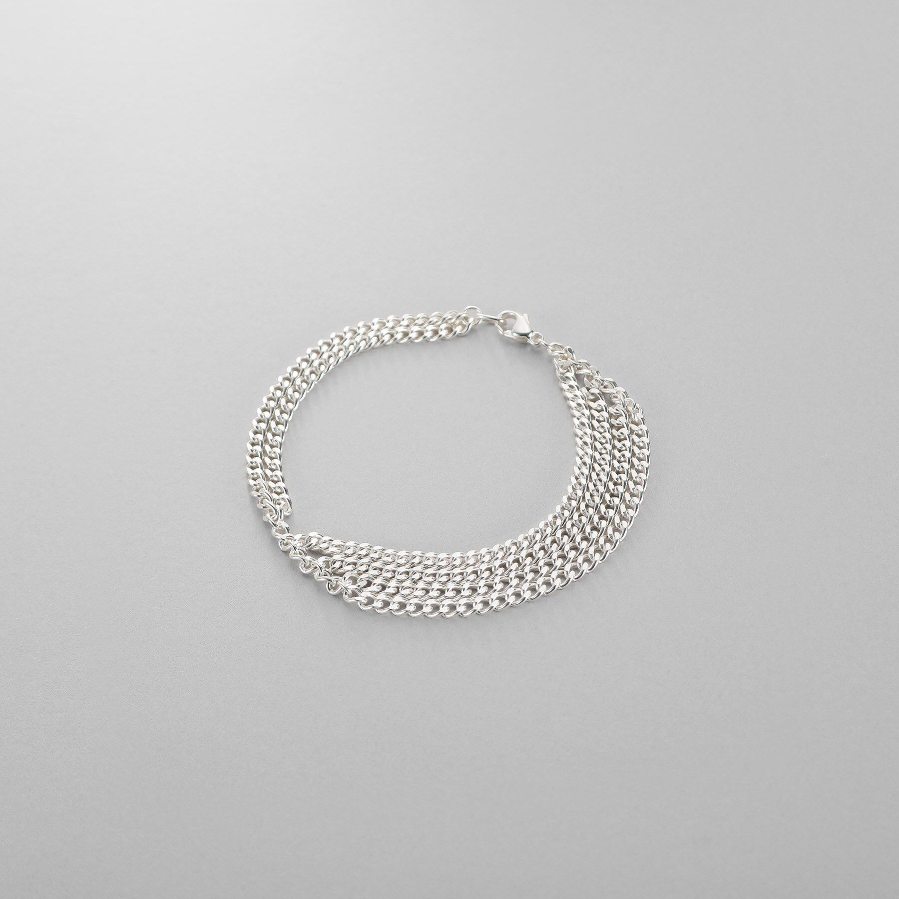 COCOSHNIK ONKITSCH「シルバー カーブチェーンアシンメトリードレープブレスレット」|ブレスレット・バングル|シルバー(600)