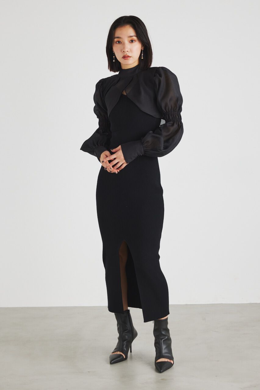 rienda「ボレロSETレイヤードKnit OP」|ワンピース|BLK