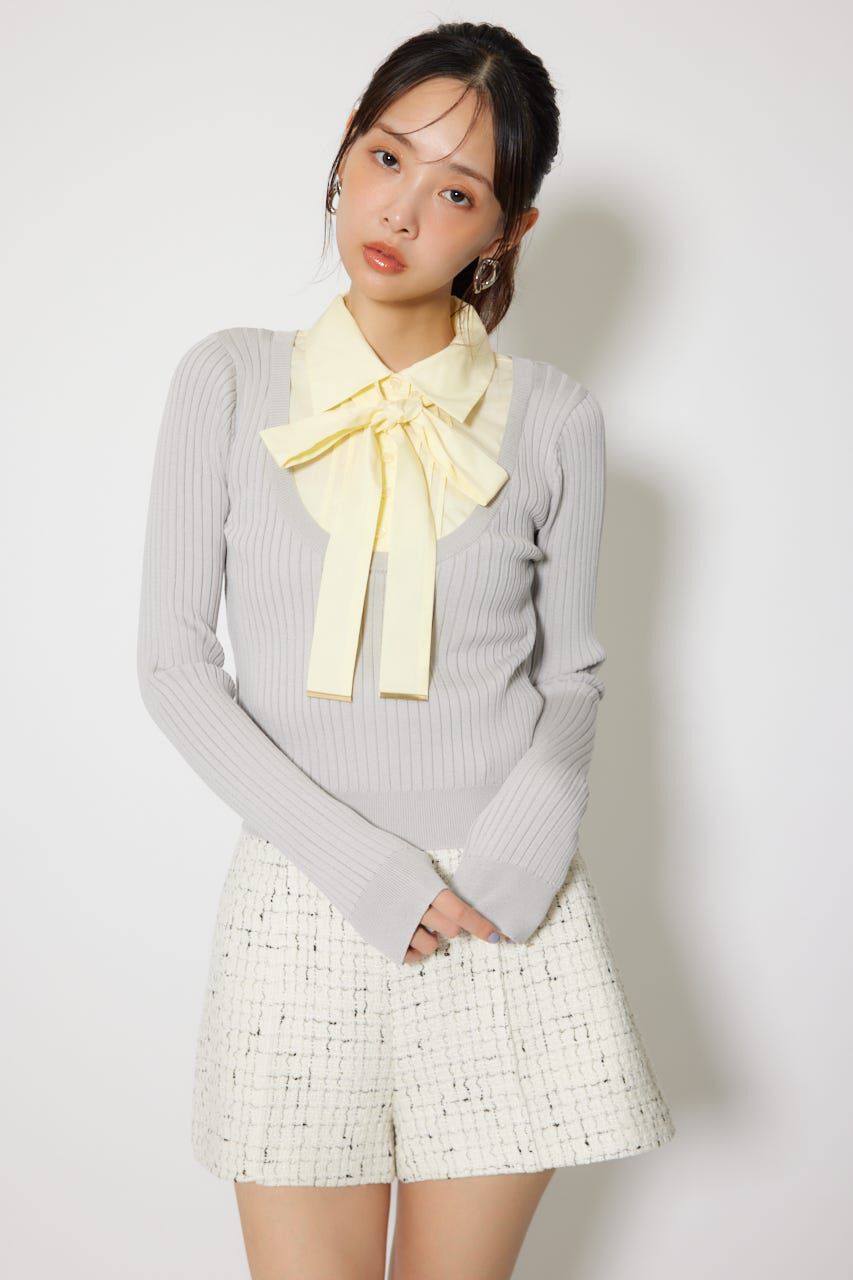 rienda「シャツドッキングロングスリーブニットトップス」|ニット・セーター|