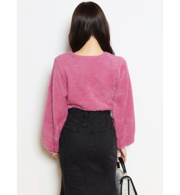 MERCURYDUO「ロングスリーブミニシャギーニットカーディガン」|カーディガン|