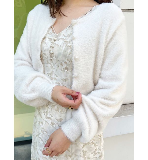 MERCURYDUO「ロングスリーブミニシャギーニットカーディガン」|カーディガン|