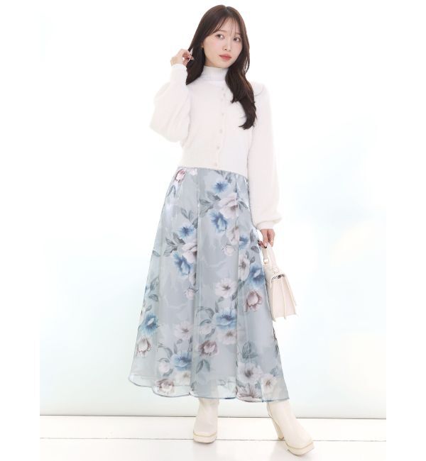 MERCURYDUO「ロングスリーブミニシャギーニットカーディガン」|カーディガン|