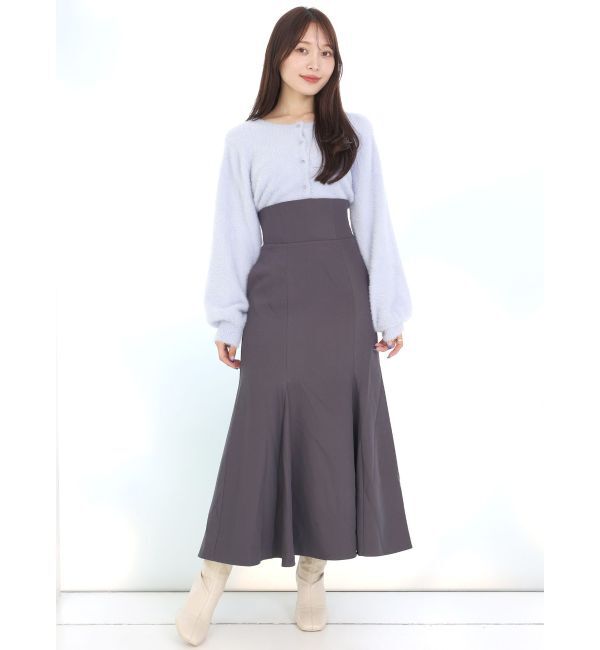 MERCURYDUO「ロングスリーブミニシャギーニットカーディガン」|カーディガン|