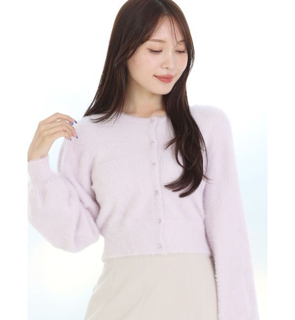 MERCURYDUO「ロングスリーブミニシャギーニットカーディガン」|カーディガン|
