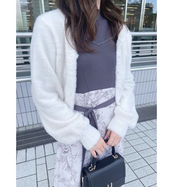 MERCURYDUO「ロングスリーブミニシャギーニットカーディガン」|カーディガン|