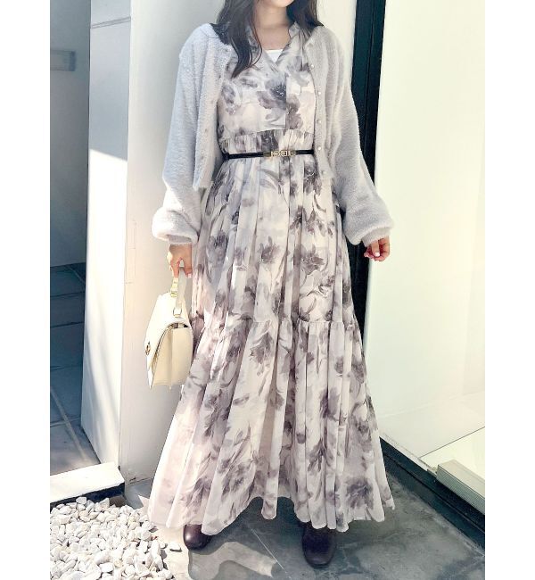 MERCURYDUO「ロングスリーブミニシャギーニットカーディガン」|カーディガン|