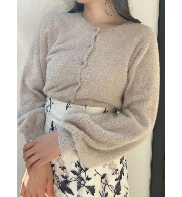 MERCURYDUO「ロングスリーブミニシャギーニットカーディガン」|カーディガン|