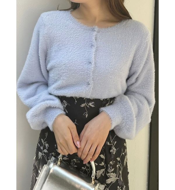MERCURYDUO「ロングスリーブミニシャギーニットカーディガン」|カーディガン|