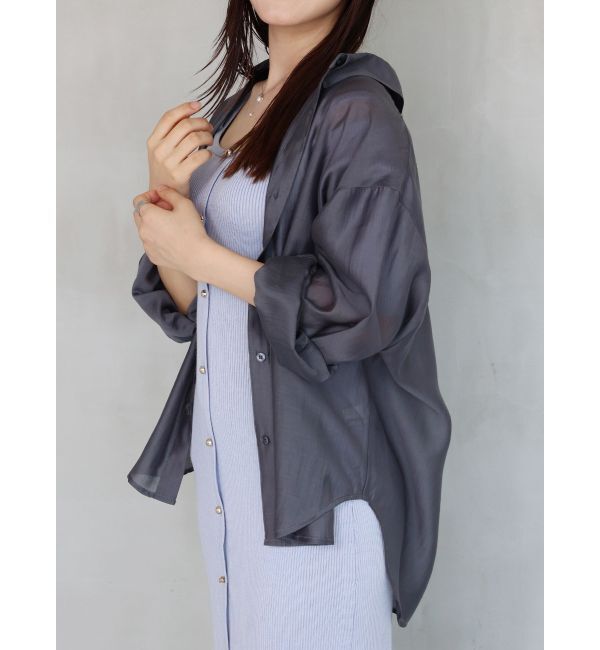 MERCURYDUO「バックスリットシアーシャツ」|シャツ・ブラウス|チャコールグレー