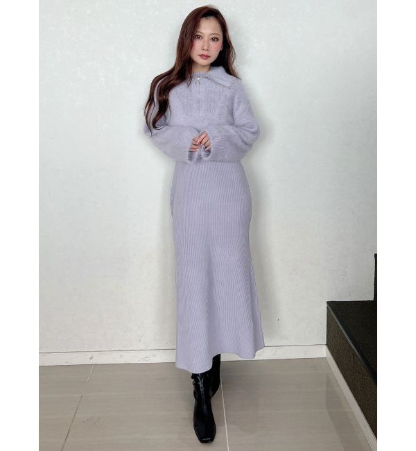 MERCURYDUO「ミニシャギーハーフジップニットセットワンピース」|ワンピース|