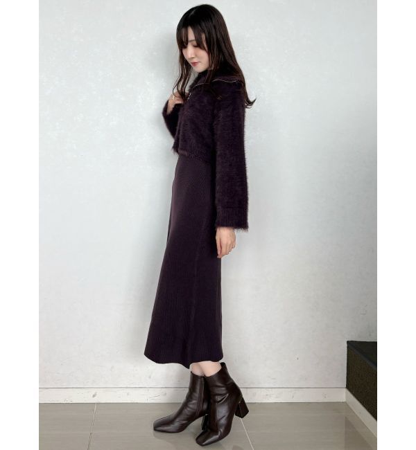 MERCURYDUO「ミニシャギーハーフジップニットセットワンピース」|ワンピース|