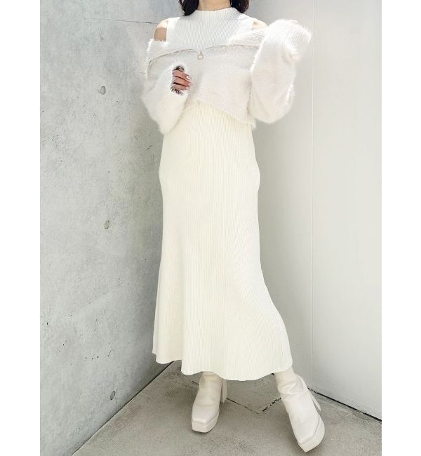 MERCURYDUO「ミニシャギーハーフジップニットセットワンピース」|ワンピース|