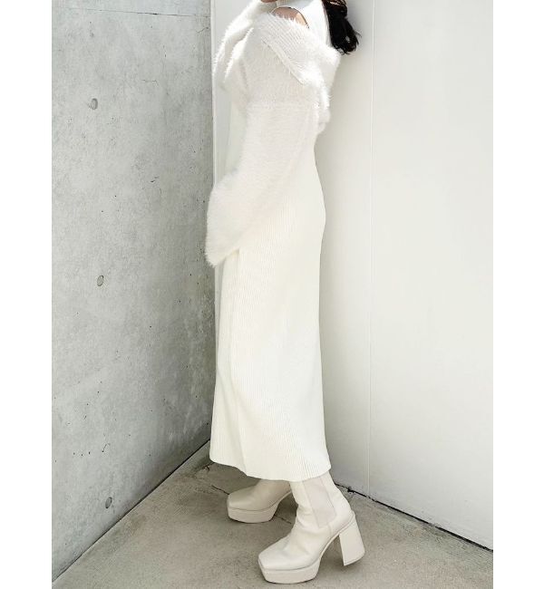 MERCURYDUO「ミニシャギーハーフジップニットセットワンピース」|ワンピース|