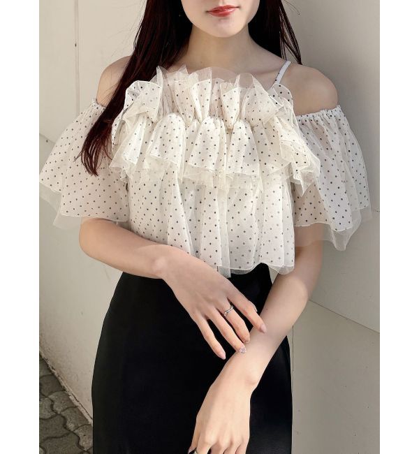 MERCURYDUO「チュールフリルトップス」|シャツ・ブラウス|