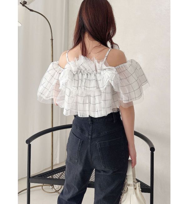 MERCURYDUO「チュールフリルトップス」|シャツ・ブラウス|