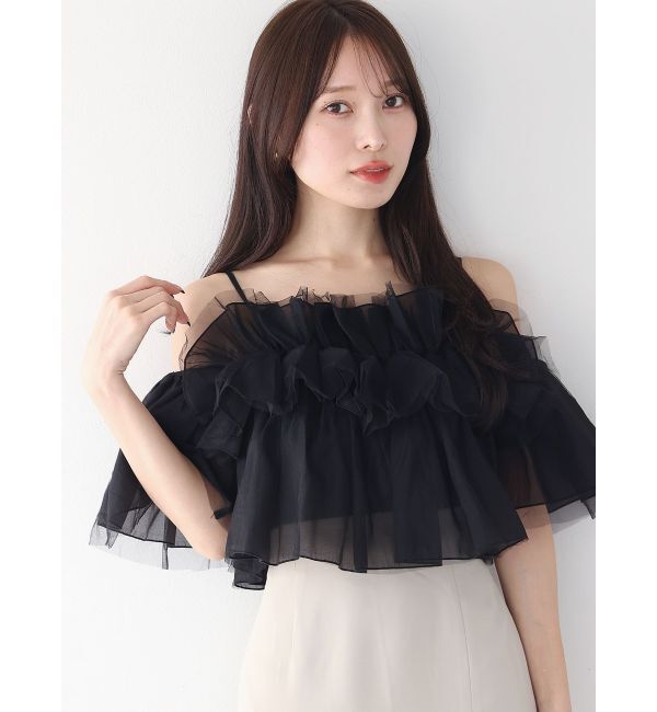 MERCURYDUO「チュールフリルトップス」|シャツ・ブラウス|ブラック