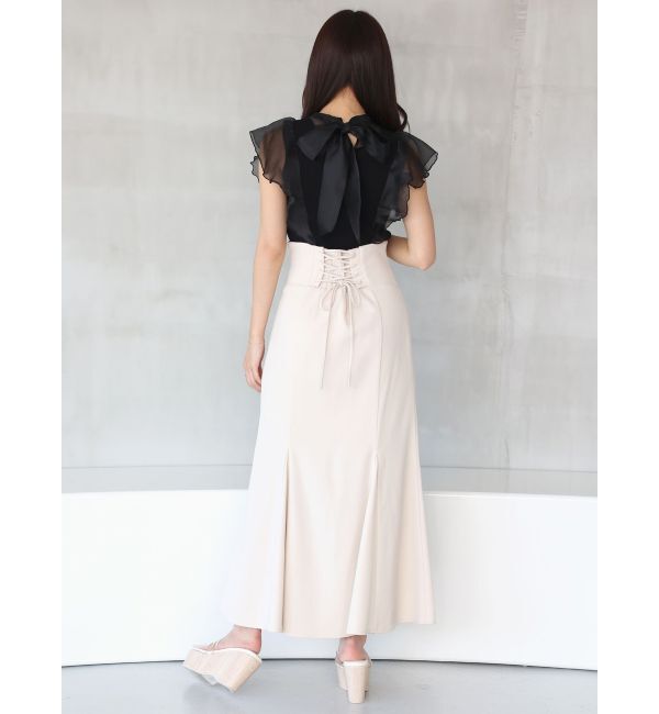 MERCURYDUO「2WAYオーガンジードッキングラッフルニット」|ニット・セーター|