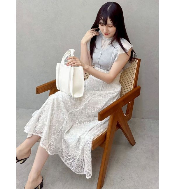 MERCURYDUO「2WAYオーガンジードッキングラッフルニット」|ニット・セーター|