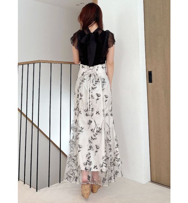 MERCURYDUO「2WAYオーガンジードッキングラッフルニット」|ニット・セーター|