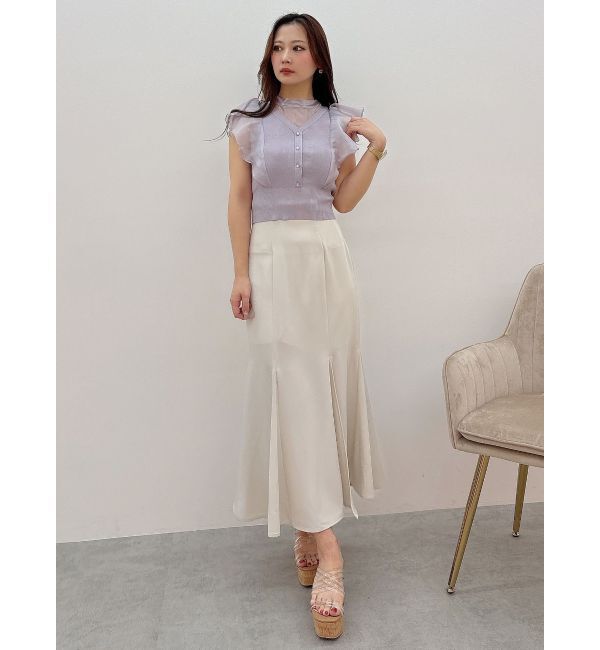 MERCURYDUO「2WAYオーガンジードッキングラッフルニット」|ニット・セーター|