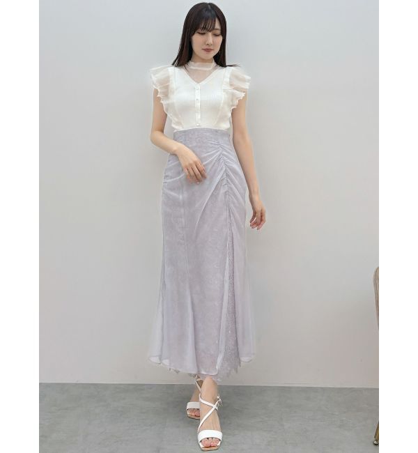 MERCURYDUO「2WAYオーガンジードッキングラッフルニット」|ニット・セーター|