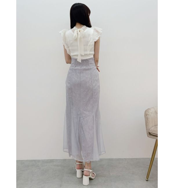 MERCURYDUO「2WAYオーガンジードッキングラッフルニット」|ニット・セーター|