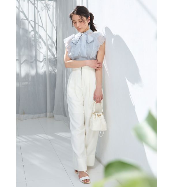 MERCURYDUO「2WAYオーガンジードッキングラッフルニット」|ニット・セーター|