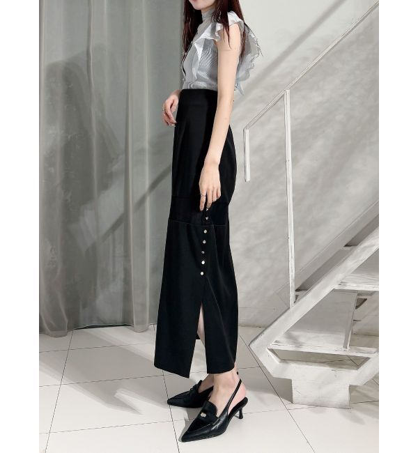 MERCURYDUO「2WAYオーガンジードッキングラッフルニット」|ニット・セーター|