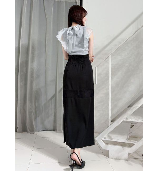 MERCURYDUO「2WAYオーガンジードッキングラッフルニット」|ニット・セーター|