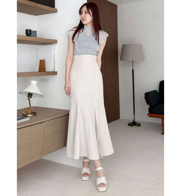 MERCURYDUO「2WAYオーガンジードッキングラッフルニット」|ニット・セーター|