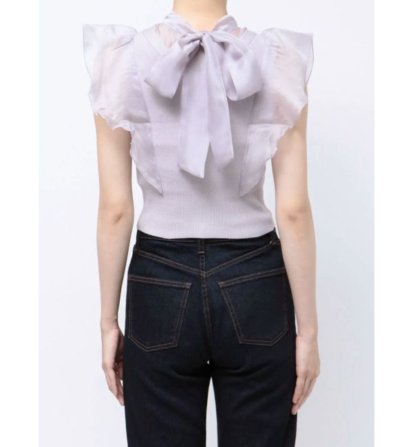 MERCURYDUO「2WAYオーガンジードッキングラッフルニット」|ニット・セーター|