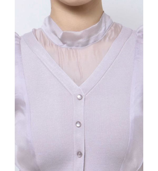 MERCURYDUO「2WAYオーガンジードッキングラッフルニット」|ニット・セーター|